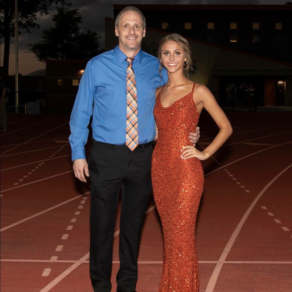 Orange Sparkly Prom Dress